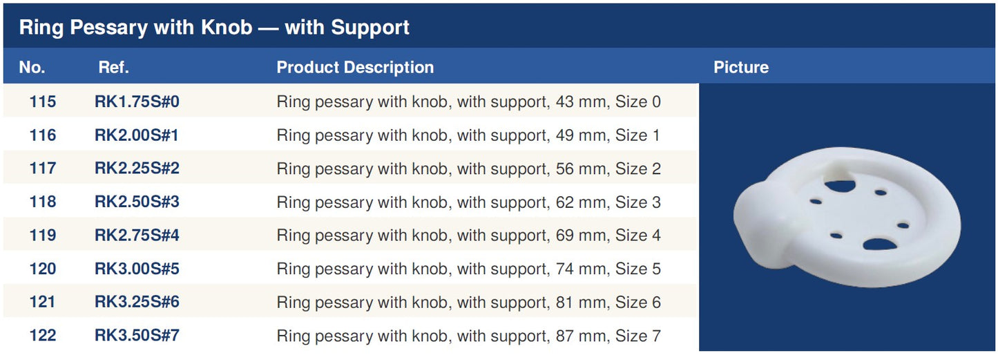 Ring Pessary with Knob — with Support